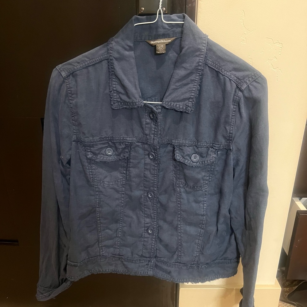 Tommy Bahama two palms raw edge linen jacket color Coastline